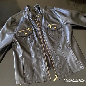 Faux Leather Black Moto Jacket -